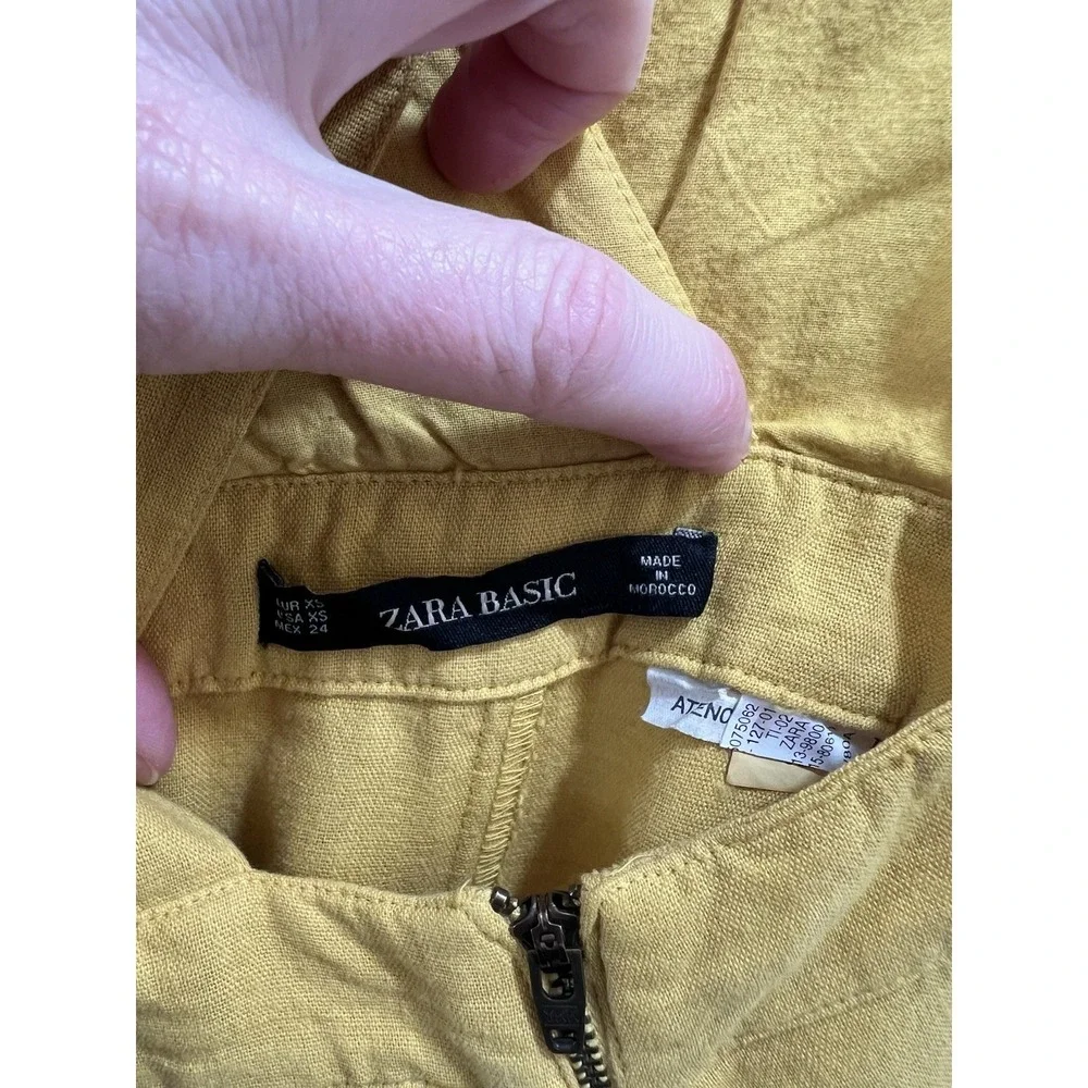Zara Womens Linen Blend Overalls XS Cottagecore Country Prairie Twee Breathable